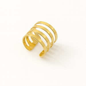 Anel filetes dourado